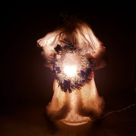 Vintage Midwest Importers Santa Tree Topper Light Up Wreath Christmas Decor 12" - Picture 14 of 15